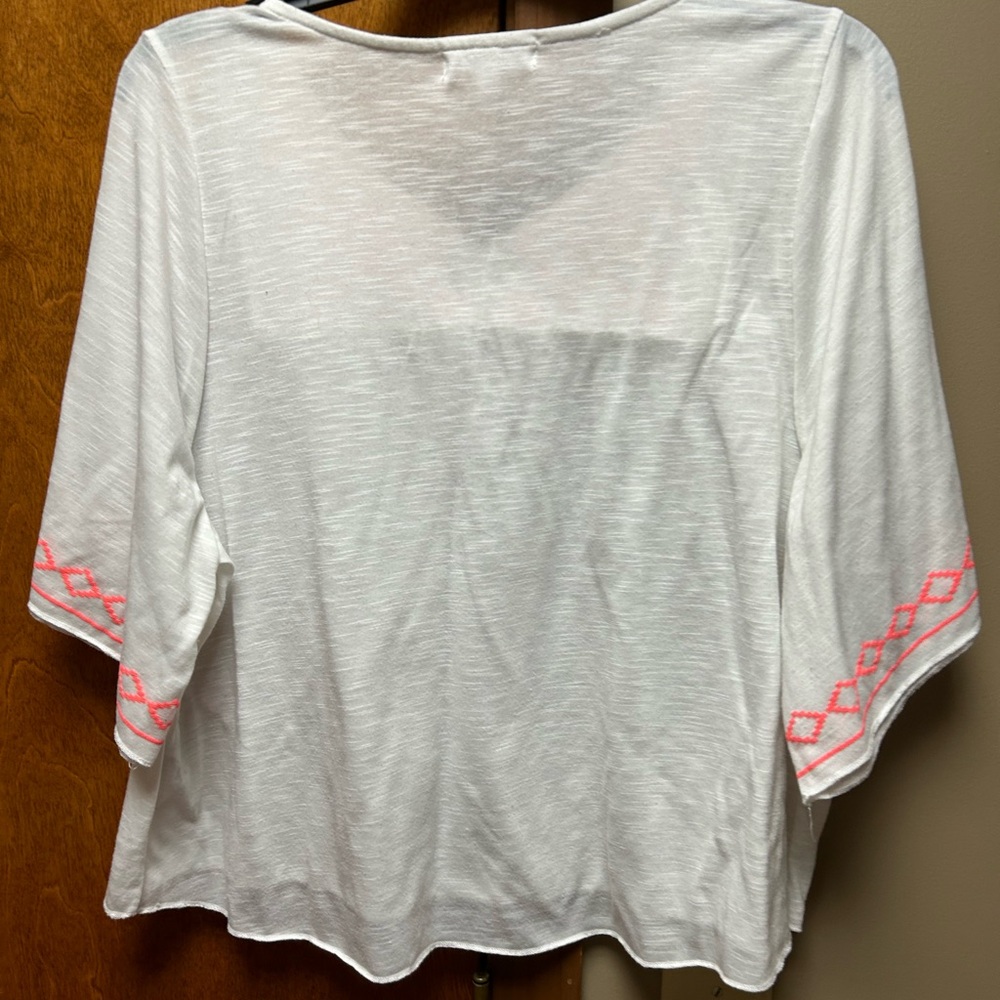 Aeropostale summer top white with orange trim. Used good condition no stains. - Picture 3 of 3